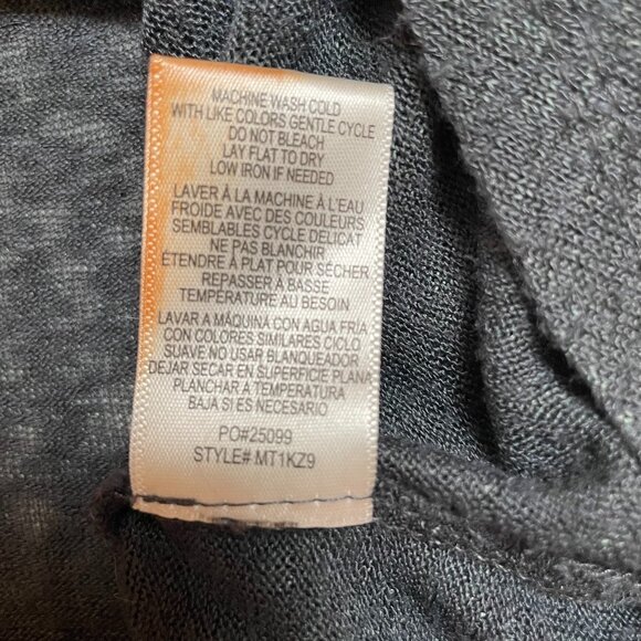 Bobeau Top Twist Front Hem Long Sleeve Lightweight Heathered Dark Gray Size M - Picture 13 of 13